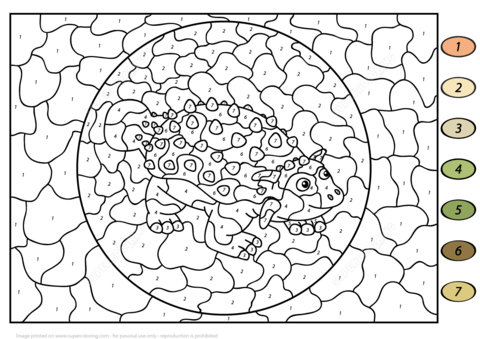 Ankylosaurus Color By Number Coloring Page